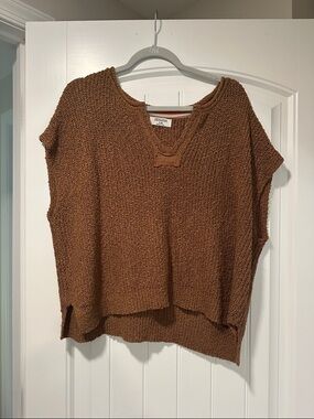 Zenana Outfitters Rustic Brown V-Neck Knit Top